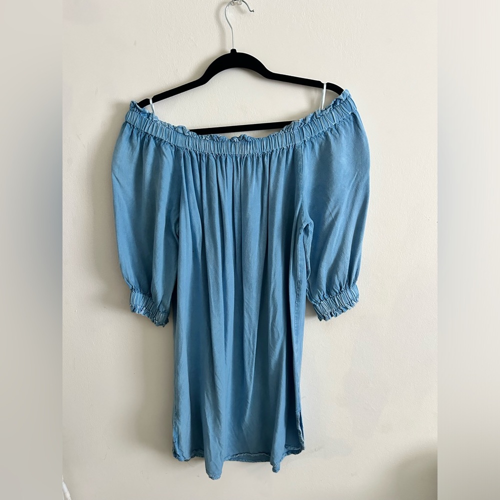 Style envy off the shoulder Jean dress